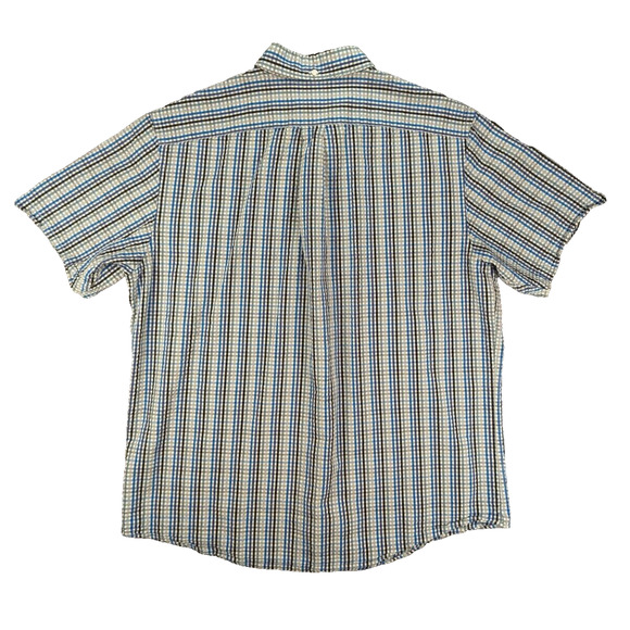 Lands' End Shirt Large Men's Blue Plaid Short Sleeve Button Down Traditional Fit - Picture 2 of 8